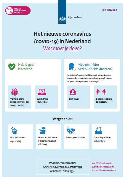 Poster met tips moet je kunt doen om het coronavirus tegen te gaan