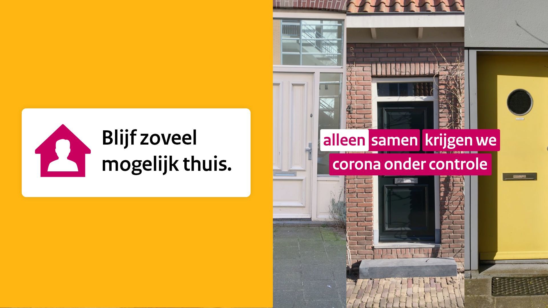Banner met tekst: Blijf zoveel mogelijk thuis